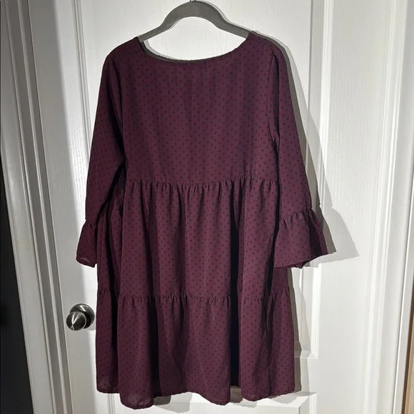 Pretty Little Thing Purple Polka Dot Tiered Dress - Picture 6 of 6